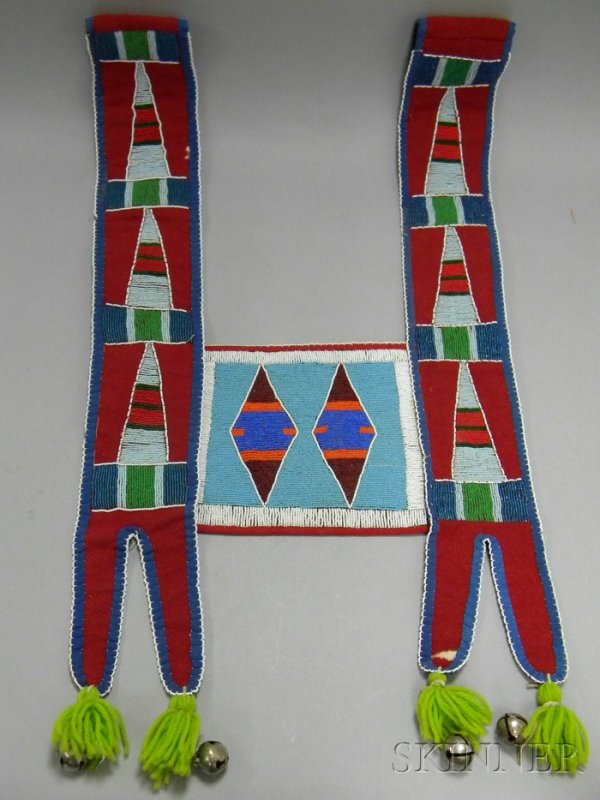 Crow Beaded Cloth Horse Collar. Provenance: Histori: Crow Beaded Cloth Horse Collar. Provenance: Historic Lammers Trading Post, established 1917 in Hardin, Montana.