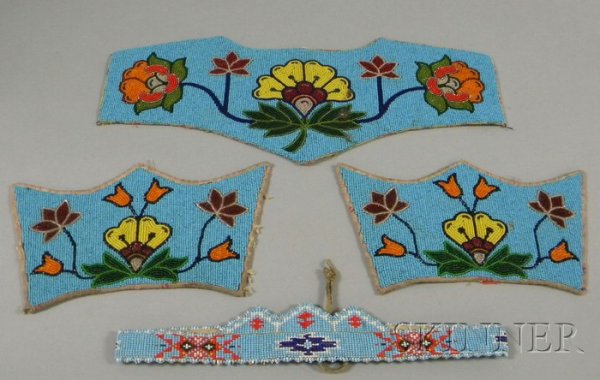 Beaded Crowns and Set of Beaded Dress Embellishment: Beaded Crowns and Set of Beaded Dress Embellishments. Provenance: Historic Lammers Trading Post, established 1917 in Hardin, Montana.