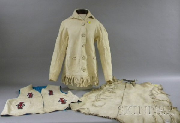 Three-Piece Jacket, Leggings, and Partially Beaded : Three-Piece Jacket, Leggings, and Partially Beaded Vest. Provenance: Historic Lammers Trading Post, established 1917 in Hardin, Montana.
