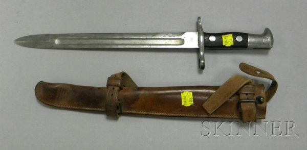 Late 19th Century Dagger with Sheath, stamped "US".: Late 19th Century Dagger with Sheath, stamped "US". Provenance: Historic Lammers Trading Post, established 1917 in Hardin, Montana.