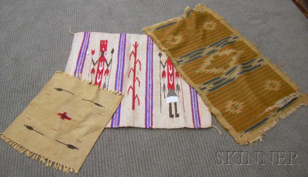 Two Native American and a Mexican Weaving, one Nav: Two Native American and a Mexican Weaving, one Navajo Yei rug.