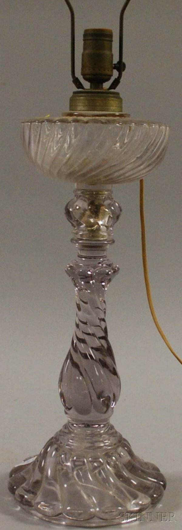Baccarat Crystal Table Lamp, on a baluster-form ba
