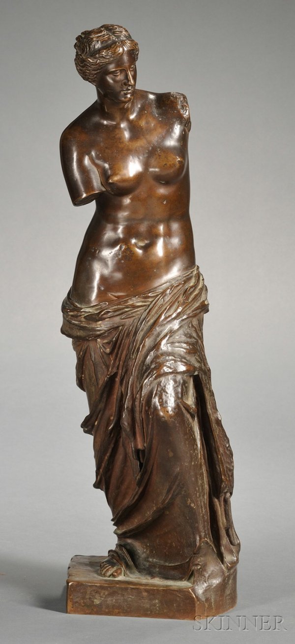 Bronze Figure of Venus de Milo, France, 19th centur: Bronze Figure of Venus de Milo, France, 19th century, Barbedienne, with A. Collas Brevete founder's seal, brown patina, ht. 25 5/8 in.