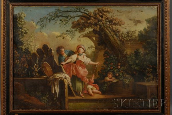Continental School, 19th Century In Memory Unsigne: Continental School, 19th Century In Memory Unsigned. Oil on canvas, 27 x 37 in. (68.7 x 94.2 cm), framed. Condition: Paint losses, retouch, canvas deformation, varnish inconsistencies, surface grime.