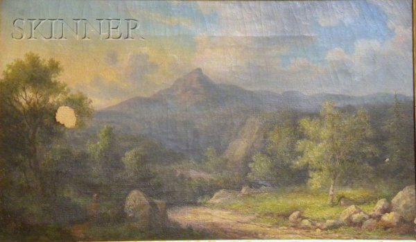 John White Allen Scott (1815 - 1907) Mount Chocorua: John White Allen Scott (1815 - 1907) Mount Chocorua Monogrammed and dated "JWS 74" l.l., inscribed "Chocorua...N.H./JWA Scott 44 Pleasant St./Cambridgeport" in pencil on the stretcher, oil on canvas,