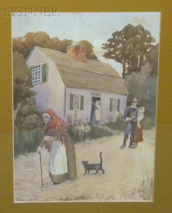 Frank Vining Smith (American, 1879-1967), Black Ca: Frank Vining Smith (American, 1879-1967) Black Cat Omen Signed "FRANK V. SMITH." l.l., inscribed and titled "...Exhibition of Newspaper Artists Wk....1902" on the backing. Watercolor on p