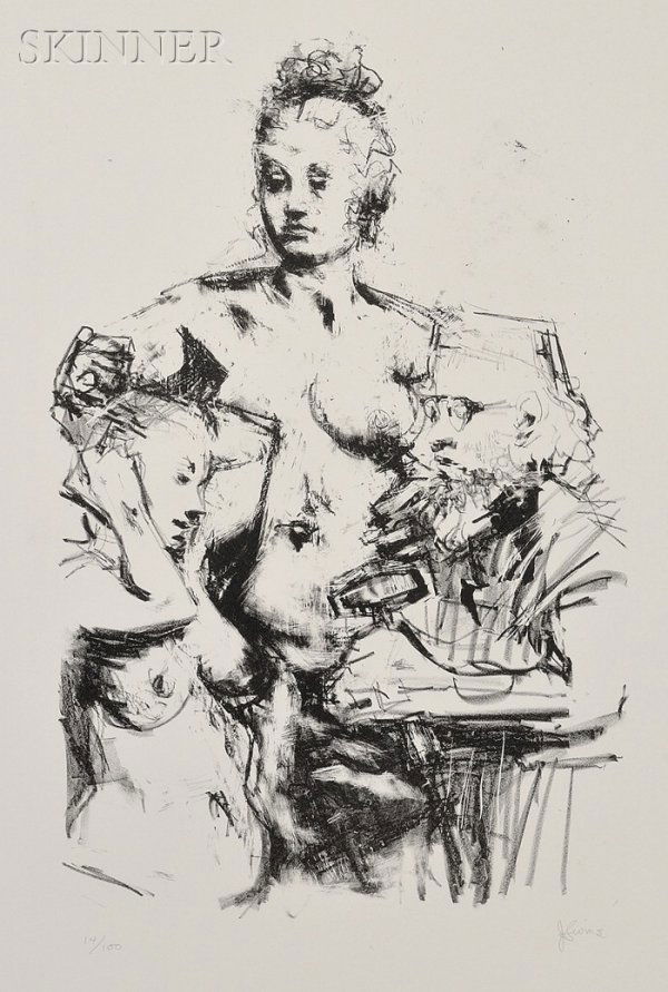Jack Levine (American, b. 1915) Pygmalion, 1977, e: Jack Levine (American, b. 1915) Pygmalion, 1977, edition of 100 plus proofs (Prescott, 62). Signed "JLevine" in pencil l.r., numbered "14/100" in pencil l.l., dry stamp l.l. Lithograph on BFK Rives pa