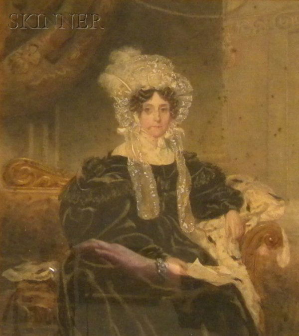 British School, 19th Century Portrait of a Seated: British School, 19th Century Portrait of a Seated Woman Unsigned, inscribed "Commander...Charrington/ Prior's Court/ Newbury..." in pencil on the reverse. Watercolor and graphite on illustration board