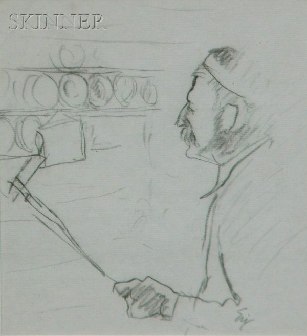 Carl Oscar August Erickson (American, 1891-1958) P: Carl Oscar August Erickson (American, 1891-1958) Portrait of a Man with a Candle Signed "Eric" l.r., inscribed "Exhibited-/Society of Illustrators/N.Y. - May/June 1984/Eric retrospective" on the backi