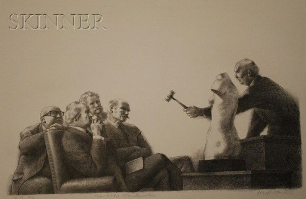 Joseph Hirsch (American, 1910-1981). Lithograph, T: Joseph Hirsch (American, 1910-1981). Lithograph, Torso at Auction, matted.