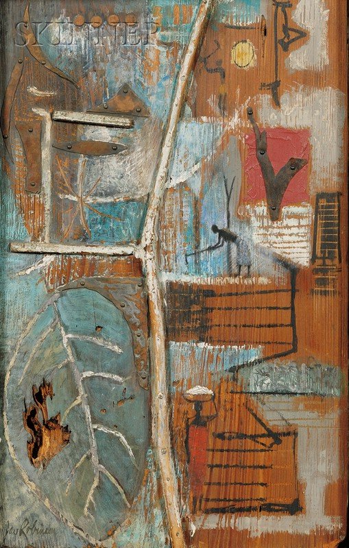 Jay Thurston Robinson (American, b. 1915), Jungle: Jay Thurston Robinson (American, b. 1915) Jungle Clearing, alternatively titled Village Clearing/An Image Based on the Bakuba Tribe of the Bulape Group, Kasai District, Belgian Congo Signed "Jay R