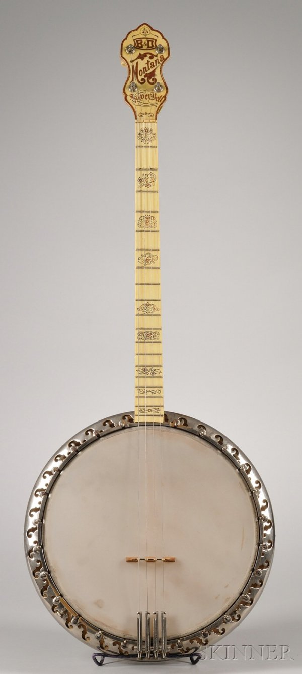 American Tenor Banjo, Bacon Banjo Company, Groton, 1: American Tenor Banjo, Bacon Banjo Company, Groton, 1928, Model B&D Silver Bell Montana Special, serial number 23703 stamped to the dowel stick, diameter of head 11 in., with case.
