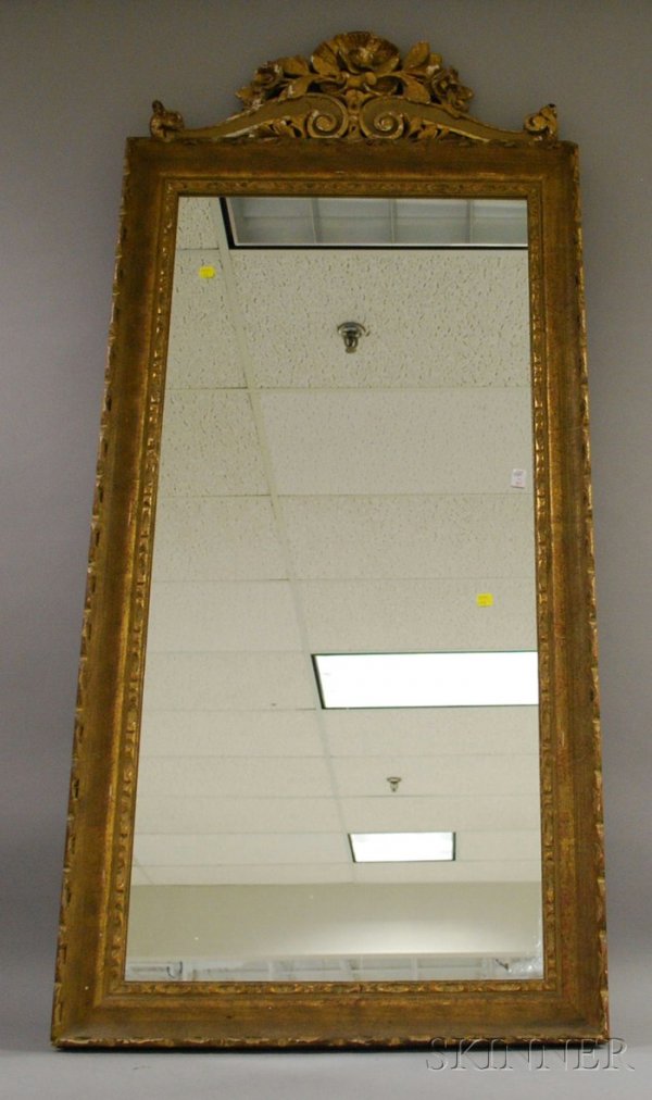 Rococo-style Carved Giltwood Pier Mirror, lg. 58 i: Rococo-style Carved Giltwood Pier Mirror, lg. 58 in.