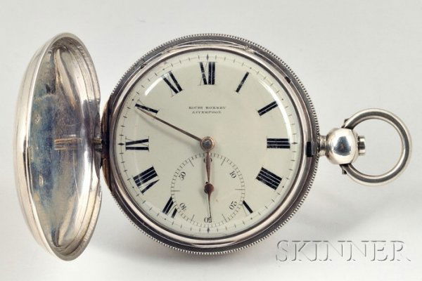 Silver Consular Hunting Case Massey Lever Watch by: Silver Consular Hunting Case Massey Lever Watch by Richard Hornby, Liverpool, serial #19642, hallmarked 1825, bell shaped balance cock, engraved with basket of flowers on the table, curved engraved fo