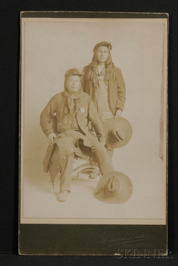 Rare Cabinet Card, of two Nez Perce police, by Bur: Rare Cabinet Card, of two Nez Perce police, by Burns Bros. Pendleton, Oregon. Provenance: Estate of Ed McAndrews.