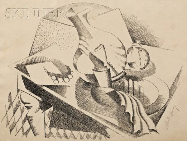 Alexander Archipenko (Ukrainian/American, 1887-1964): Alexander Archipenko (Ukrainian/American, 1887-1964) Stillleben, from the DIE SCHAFFENDEN Portfolio, 1922, total edition of 125 (Karshan, 28). Signed "Archipenko" in pencil l.r