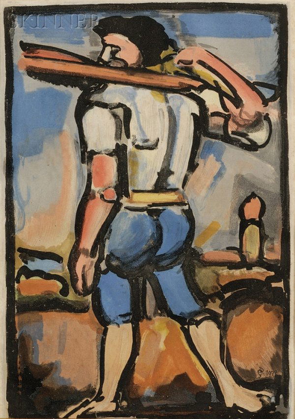 Georges Rouault (French, 1871-1958) Lot of Two Ima: Georges Rouault (French, 1871-1958) Lot of Two Images: Dors, mon amour, 1935, from CIRQUE DE L'ETOILE FILANTE (Wofsy, 335); and Aide-Borreau portant un des bois de la Croix, ves la gauch
