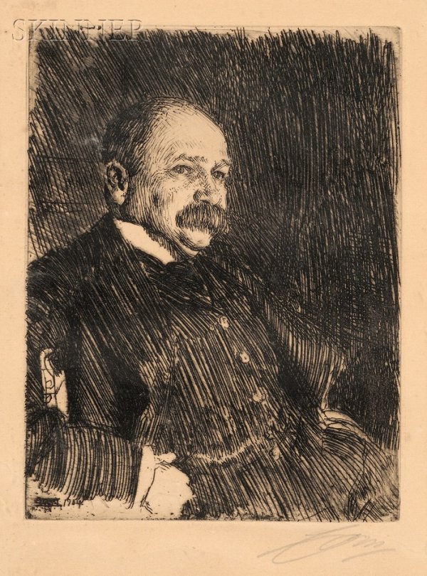 Anders Zorn (Swedish, 1860-1920) Colonel Lamont II: Anders Zorn (Swedish, 1860-1920) Colonel Lamont III, 1904, final state of four (Asplund, 178). Signed "Zorn" in pencil l.r., signed and dated in the plate. Etching on paper, plate size 7 7/8 x 6 i