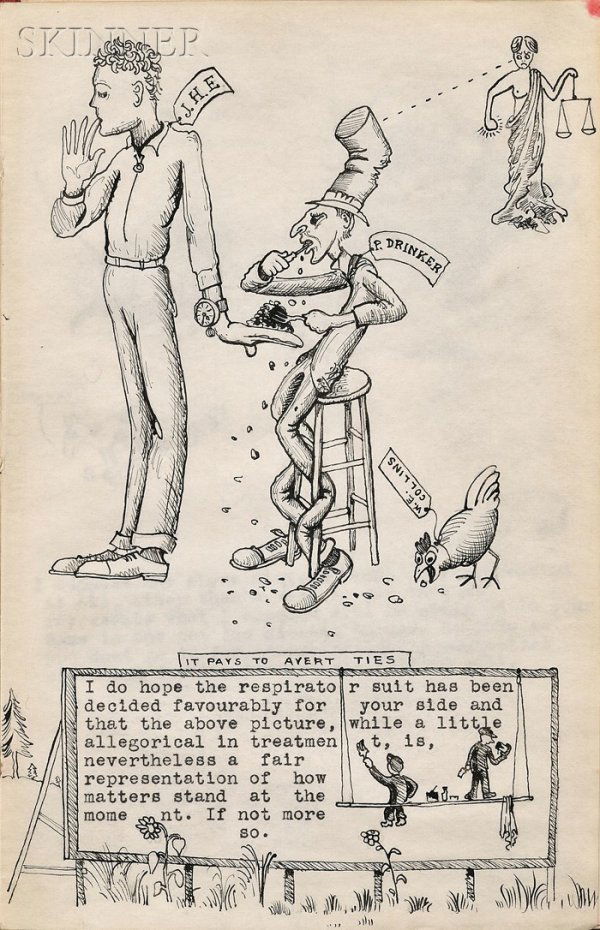 Maxfield Parrish, Jr. (American, 1906-1983) Lot of: Maxfield Parrish, Jr. (American, 1906-1983) Lot of Two Illustrated Letters to John Haven Emerson and Irene Marie Garrett Emerson, c. 1931 Cloth bound seven-page letter signed "M. Parrish Jr." in pen