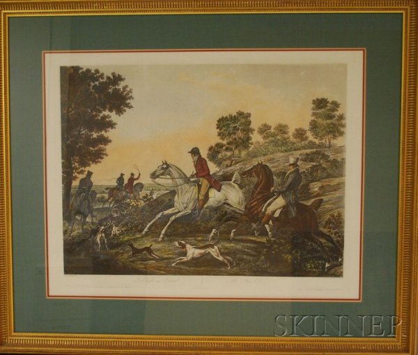 Eight Framed Reproduction British Hunt and Trotter : Eight Framed Reproduction British Hunt and Trotter Scenes Prints, some hand-colored, The Fox Chase and Dogs Having Lost the Right Scent, The Duke of Beauforts, The Pytchley Hunt</