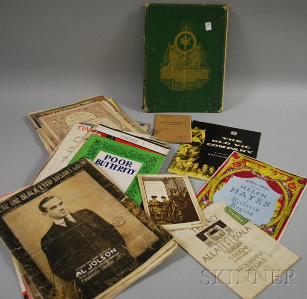 Group of Mostly Early 20th Century Illustrated Shee: Group of Mostly Early 20th Century Illustrated Sheet Music and an Edwin Booth Theater Characters Book.