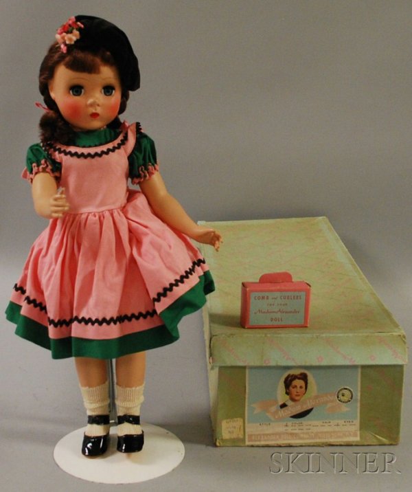 Madame Alexander Polly Pigtails Doll, with Maggie : Madame Alexander Polly Pigtails Doll, with Maggie Face, with comb and curlers accessories, in original box, ht. 17 in.