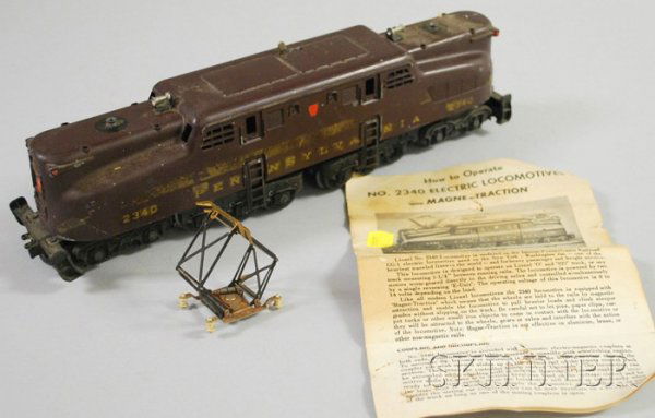 Lionel Train Pennsylvania 2340 Locomotive, origina: Lionel Train Pennsylvania 2340 Locomotive, original paint, marked Pennsylvania 2340 train, lg. 14 in.