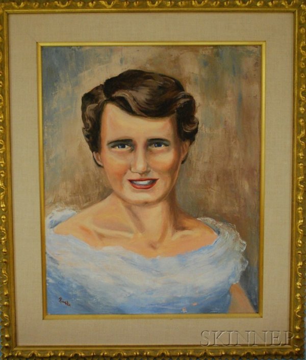 Framed 20th Century American School Oil on Canvas : Framed 20th Century American School Oil on Canvas Portrait of Sally Dempsey, signed indistinctly l.l.
