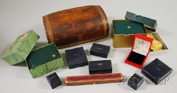 Group of Jewelry Boxes, including Tiffany, Rolex,: Group of Jewelry Boxes, including Tiffany, Rolex, and Jensen.