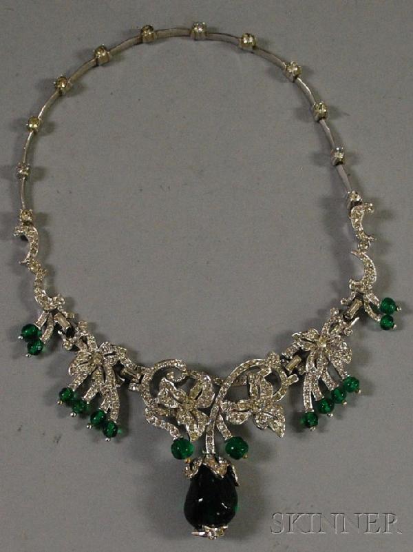 Vintage Kramer Rhinestone and Paste Necklace.: Vintage Kramer Rhinestone and Paste Necklace.