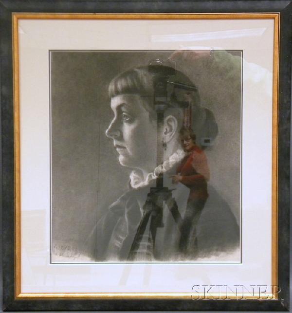 Continental School, 19th Century, Portrait of a W: Continental School, 19th Century Portrait of a Woman Inscribed, dated, and signed "M. Landmann...31.12.81. ...B. Ho..." l.l. Charcoal on paper, sight size 17 x 15 1/2 in., framed. Provenance: From th