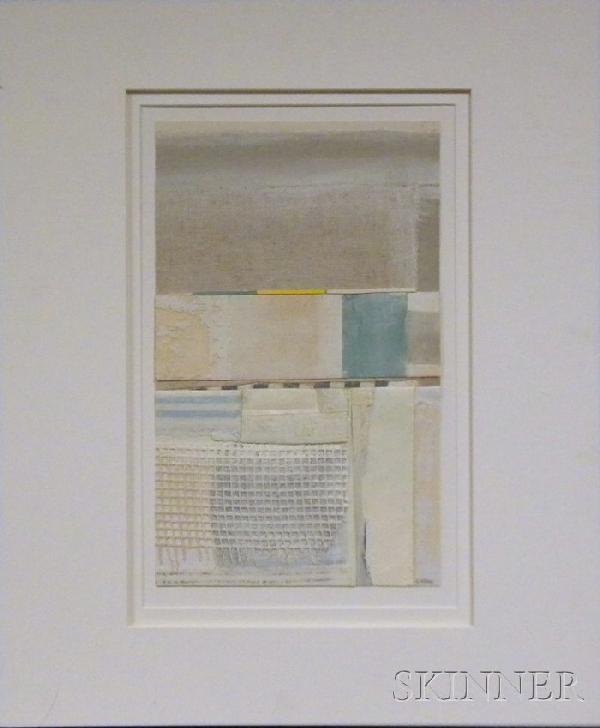 Eugene Healy (American, b. 1948), Point Lookout,: Eugene Healy (American, b. 1948) Point Lookout, 2003 Signed "E. HEALY" in pen l.r., inscribed, titled and dated "EUGENE HEALY..." on the backing. Mixed media collage on canvas, 15 1/2 x 9