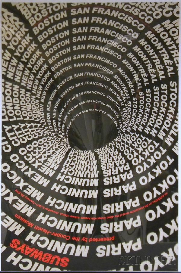 Samuel Lebowitz Design (American, 20th Century) S: Samuel Lebowitz Design (American, 20th Century) Subways/A Cooper Hewitt Museum Exhibition Poster Unsigned. Lithograph on paper, sheet size 45 x 29 3/4 in., unframed. Condi