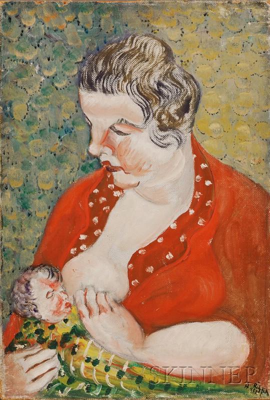 Rifka Angel (American, 1899-1986), Lot of Two Works: Rifka Angel (American, 1899-1986) Lot of Two Works: Katherine's Dream and Mother and Child. Each signed "Rifka Angel" u.r. and l.r., respectively, Dream titled