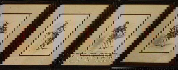 Pierre-Eugene Lacoste (French, 1818-1908) Lot of T: Pierre-Eugene Lacoste (French, 1818-1908) Lot of Three European Costume Watercolors, 1882. All three signed l.l., one dated. Watercolor on paper, sight size 8 3/8 x 12 in., framed. Condition: Not exam