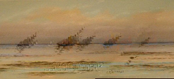 Charles Russell Loomis (American, 1857-1936) Lot o: Charles Russell Loomis (American, 1857-1936) Lot of Two Coastal Views: Schooners and Over the Manomet Hills. Signed "C.R. Loomis." l.l. and l.r., respectively, Manomet