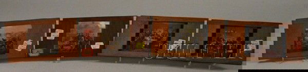 Four 19th Century Hand-colored Civil War Era Rela: Four 19th Century Hand-colored Civil War Era Related Magic Lantern Slides, depicting two battle scenes, Lincoln's cabinet, and Lincoln's death bed.