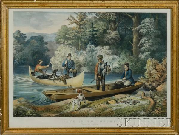 Currier and Ives, publishers (American, 1857-1907: Currier and Ives, publishers (American, 1857-1907) Life in the Woods. "Returning to Camp." 1860 (Conningham, 3513). Identified in inscriptions in the matrix. Large folio lithograph with hand-color