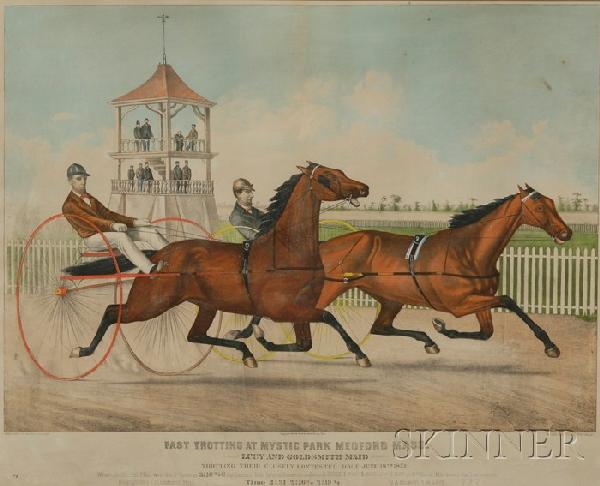 Haskell and Allen, publishers (American, 19th Cen: Haskell and Allen, publishers (American, 19th Century) FAST TROTTING AT MYSTIC PARK MEDFORD MASS. Lucy and Goldsmith Maid. 1876. Identified in inscriptions in the matrix. Lithograph with hand-coloring