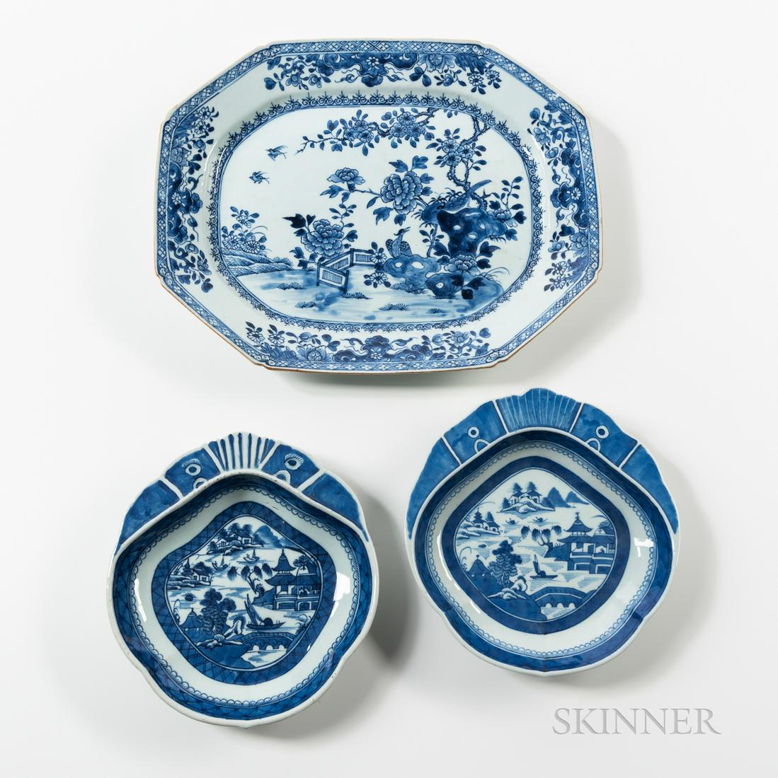 Three Pieces of Blue and White Export Porcelain, China, (1 of 1)