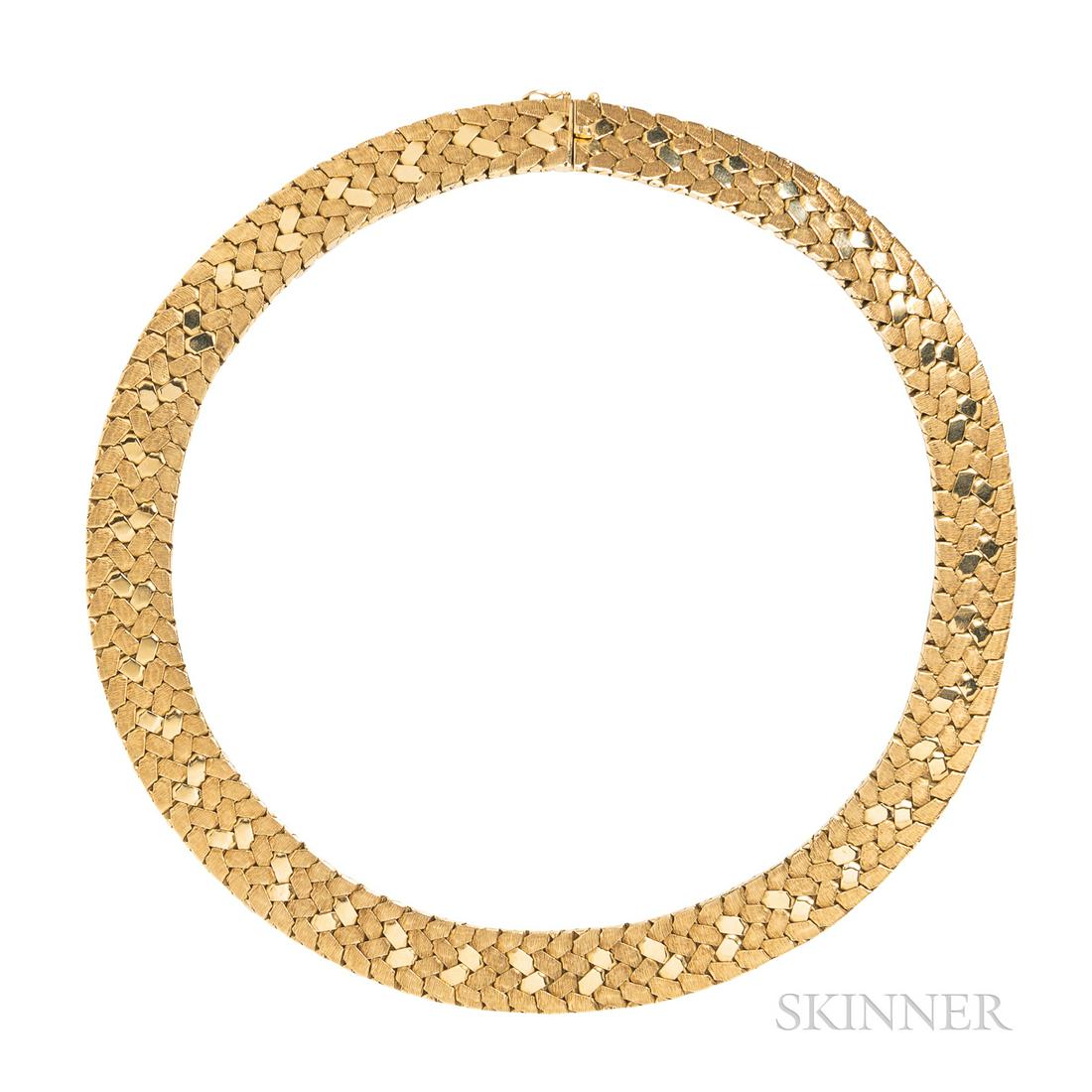Cartier 18kt Gold Necklace, designed as a basketweave (1 of 2)