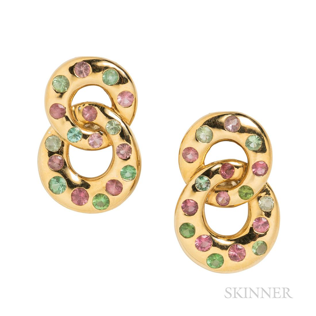 Angela Cummings 18kt Gold Gem-set Earrings, c. 1987, (1 of 2)