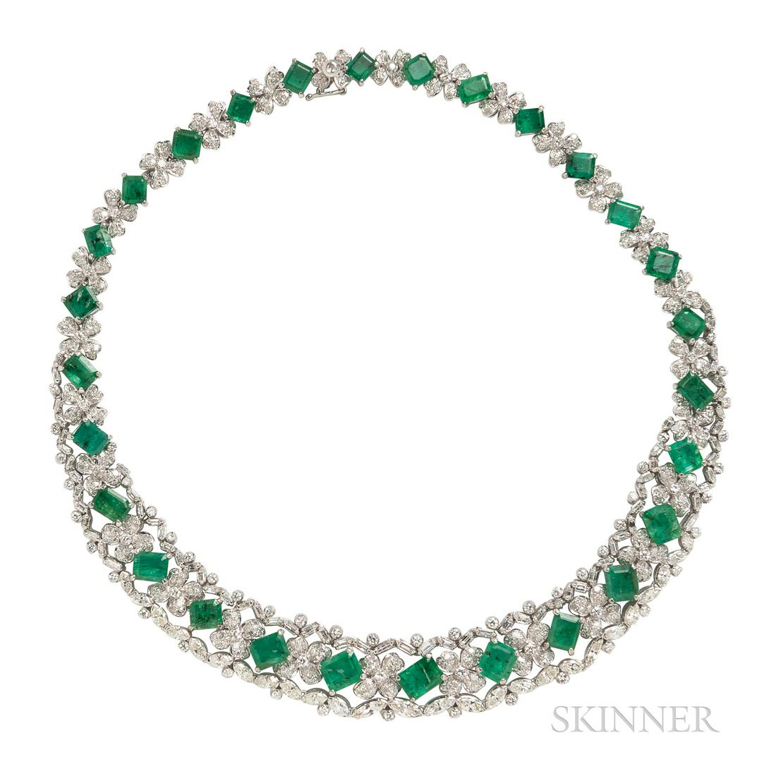 Emerald and Diamond Necklace, set with twenty-eight (1 of 3)