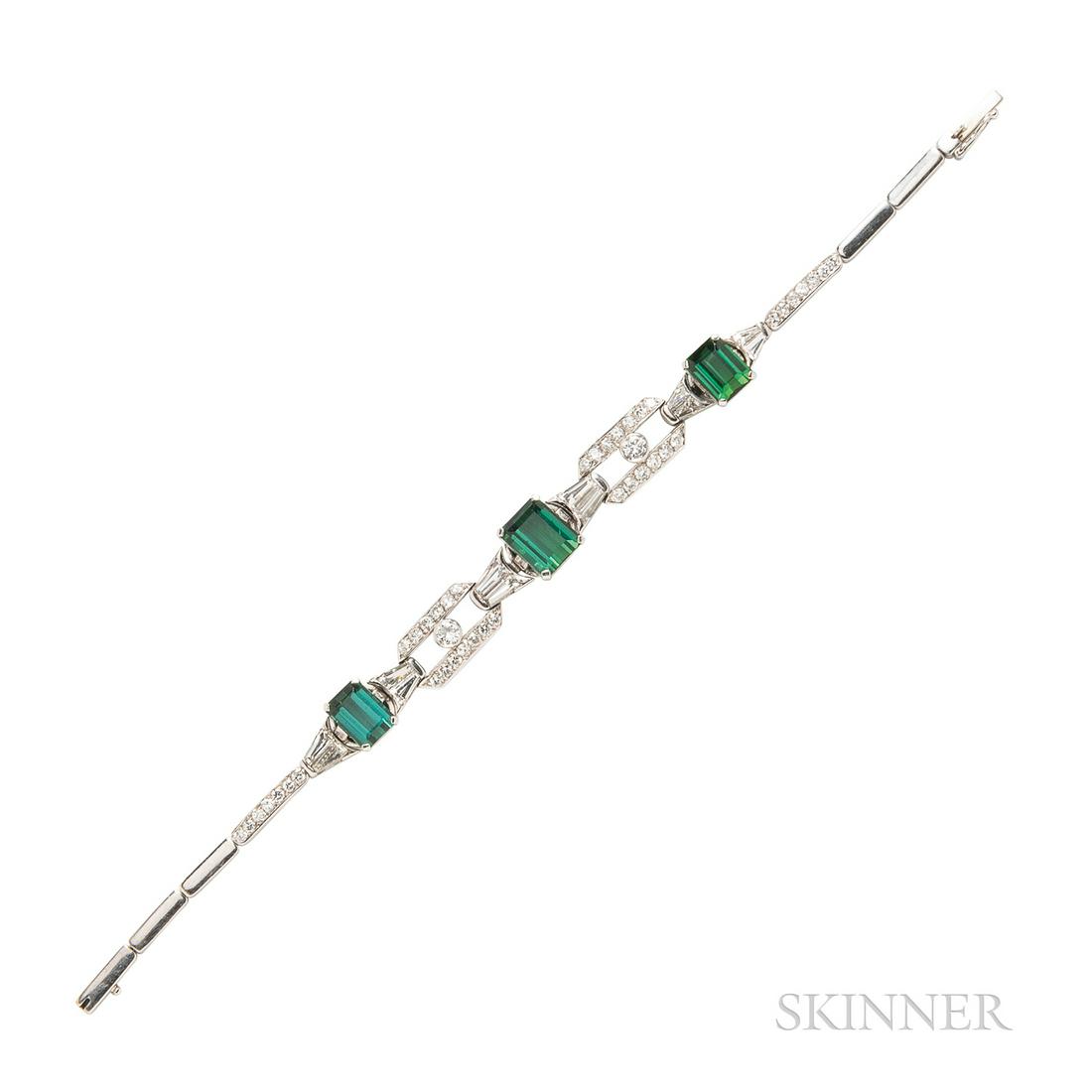 Cartier Platinum, Tourmaline, and Diamond Bracelet, c. (1 of 1)