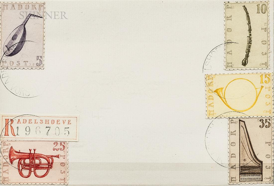 Donald Evans (American, 1945-1977), Nadorp 234 (Musical: Donald Evans (American, 1945-1977) Nadorp 234 (Musical Instruments) Unsigned, identified on three labels, including one from the Neuberger Museum (see below), affixed to the frame backing. Wat