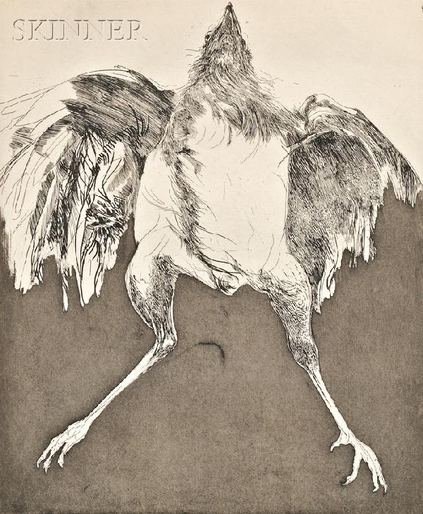 Leonard Baskin (American, 1922-2000) Lot of Two Im: Leonard Baskin (American, 1922-2000) Lot of Two Images: Bird, edition of 200, etching with aquatint; and The Cry, c. 1960, edition of 300, issued by the New York Graphics Society, woo