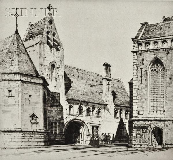 Samuel V. Chamberlain (American, 1895-1975) Lot of : Samuel V. Chamberlain (American, 1895-1975) Lot of Two Views of Bruges: Cour du March?, Bruges, trial proof (Chamberlain & Kingsland, 65); and H?pital Saint Jean, Bruges, edition of 100 (Chamb