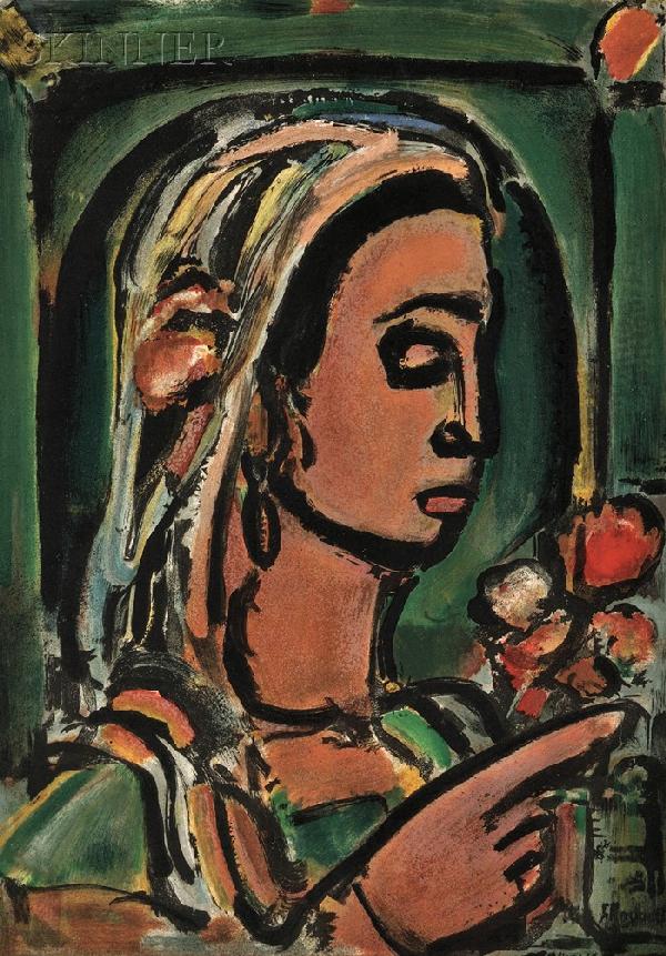 Georges Rouault (French, 1871-1958) La Sybille de: Georges Rouault (French, 1871-1958) La Sybille de Cumes, edition of 250 (Wofsy, 86). Numbered "92/250" in pencil within the image l.r., signed within the matrix. Color lithograph on paper, image size