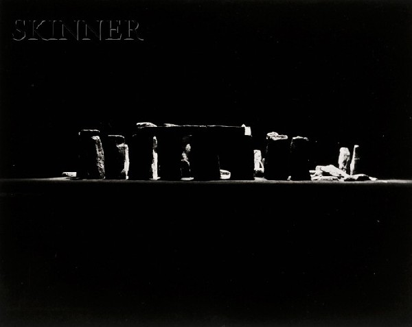 Harold Eugene Edgerton (American, 1903-1990) Stone: Harold Eugene Edgerton (American, 1903-1990) Stone Henge at Night. Signed and inscribed "Strobe lamp at 1500 ft above Stonehenge...Harold Edgerton MIT..." in pencil on the reverse, artist's stamp on t