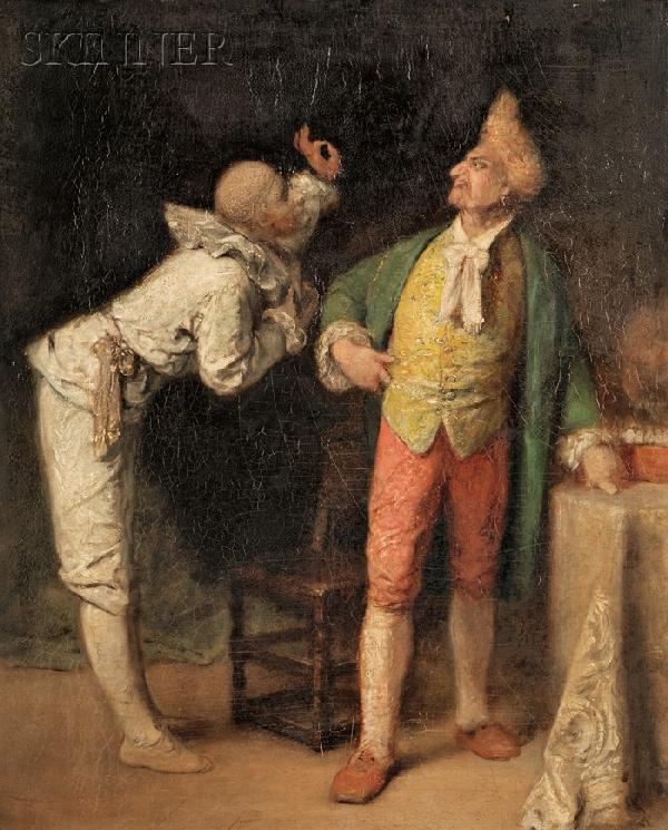 Continental School, 19th Century, The Comic Debate: Continental School, 19th Century The Comic Debate Unsigned. Oil on panel, 21 3/8 x 17 5/8 in. (54.3 x 44.7 cm), framed. Condition: Craquelure, varnish and surface inconsistencies, abrasions from frame